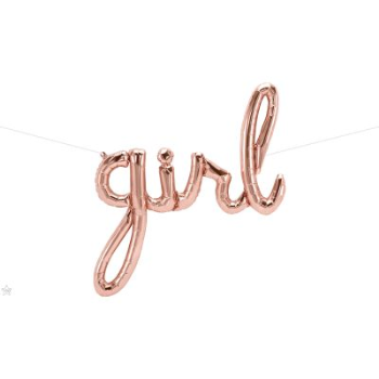 Image de 37" MYLAR BALLOON BANNER - SCRIPT GIRL - ROSE GOLD