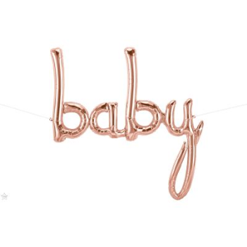 Image de 46" MYLAR BALLOON BANNER - SCRIPT BABY - ROSE GOLD
