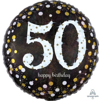 Picture of 50th - 18" FOIL BALLOON - SPARKLING BIRTHDAY
