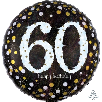 Picture of 60th - 18" FOIL BALLOON - SPARKLING BIRTHDAY