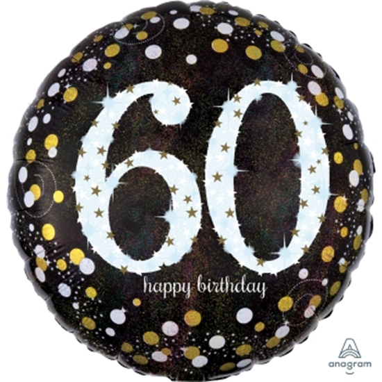 Image sur 60th - 18" FOIL BALLOON - SPARKLING BIRTHDAY