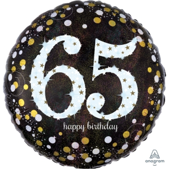 Picture of 65th - 18" FOIL BALLOON - SPARKLING BIRTHDAY