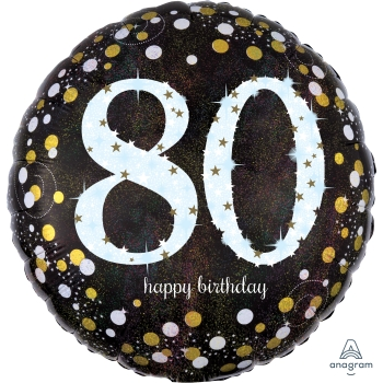 Picture of 80th - 18" FOIL BALLOON - SPARKLING BIRTHDAY