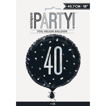 Image de 40th - 18" FOIL BALLOON -  GLITZ BLACK