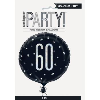 Image de 60th - 18" FOIL -  GLITZ BLACK BALLOON