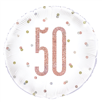 Picture of 50th - 18" FOIL BALLOON - GLITZ ROSE GOLD