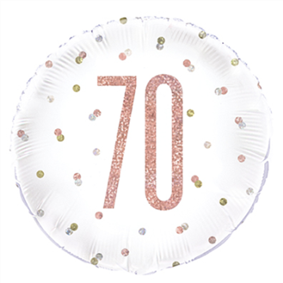 Picture of 70th - 18" FOIL  BALLOON - GLITZ ROSE GOLD