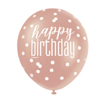 Image de 12" DOTS GLITZ ROSE GOLD HAPPY BIRTHDAY