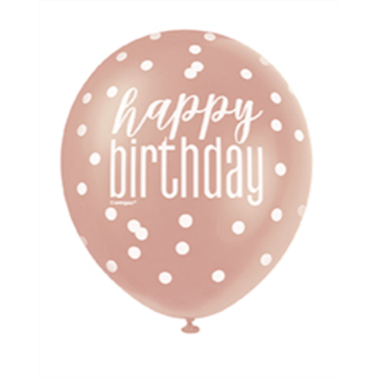 Image sur 12" DOTS GLITZ ROSE GOLD HAPPY BIRTHDAY