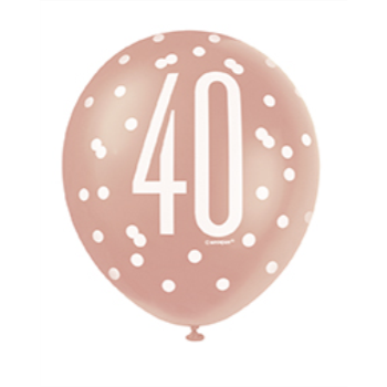 Image de 40th - 12" GLITZ ROSE GOLD BALLOONS