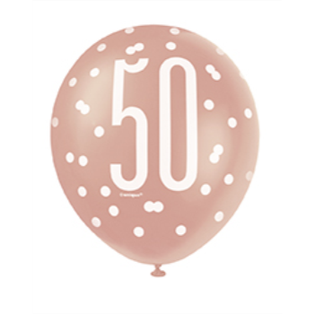 Image de 50th - 12" GLITZ ROSE GOLD BALLOONS