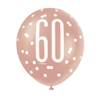 Picture of 60th - 12" GLITZ ROSE GOLD BALLOONS
