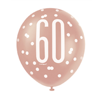 Image de 60th - 12" GLITZ ROSE GOLD BALLOONS