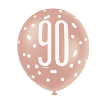 Picture of 90th - 12" GLITZ ROSE GOLD BALLOONS