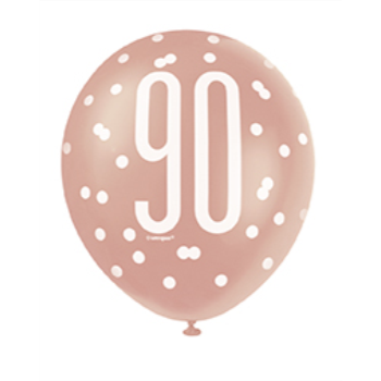 Image de 90th - 12" GLITZ ROSE GOLD BALLOONS