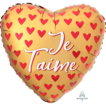 Image de 18" FOIL - JE T'AIME SATIN RED HEARTS