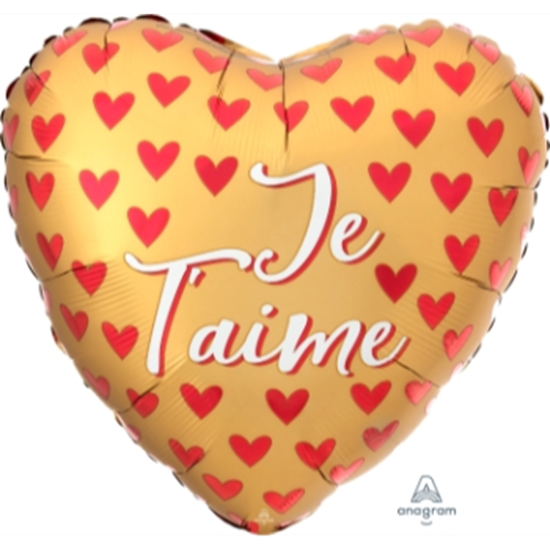 Picture of 18" FOIL - JE T'AIME SATIN RED HEARTS
