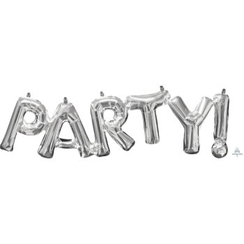 Image de FOIL BALLOON BANNERS - SILVER PARTY 16" AIR FILLED