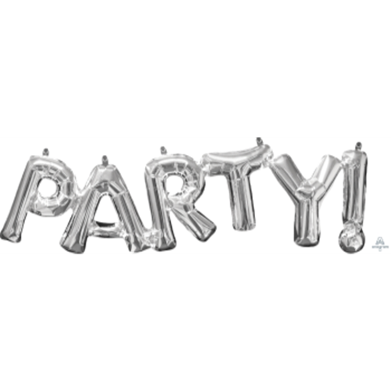 Picture of FOIL BALLOON BANNERS - SILVER PARTY 16" AIR FILLED