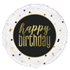 Picture of 18" FOIL - HAPPY BIRTHDAY BLACK/WHITE/GOLD