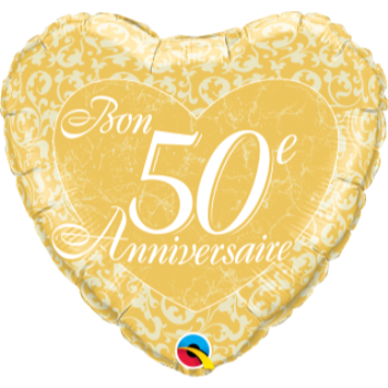 Image de 50th - 18" FOIL BALLOON - 50ieme ANNIVERSAIRE COEUR