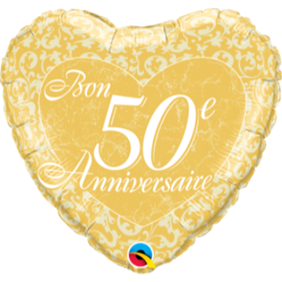 Image sur 50th - 18" FOIL BALLOON - 50ieme ANNIVERSAIRE COEUR