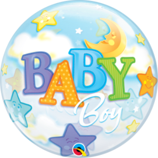 Picture of BABY BOY MOON & STARS BUBBLE BALLOON