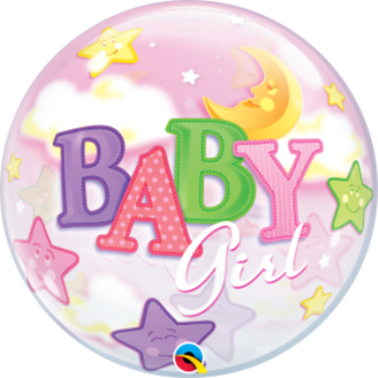 Picture of BABY GIRL MOON & STARS BUBBLE BALLOON