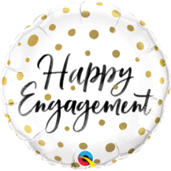 Picture of 18" FOIL - HAPPY ENGAGEMENT GOLD POLKA DOT