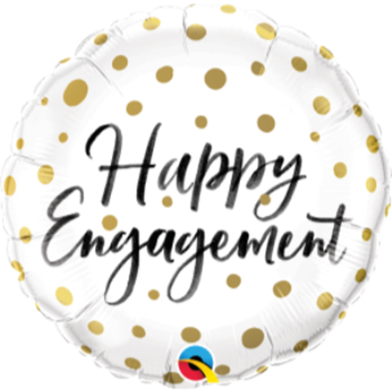 Image sur 18" FOIL - HAPPY ENGAGEMENT GOLD POLKA DOT