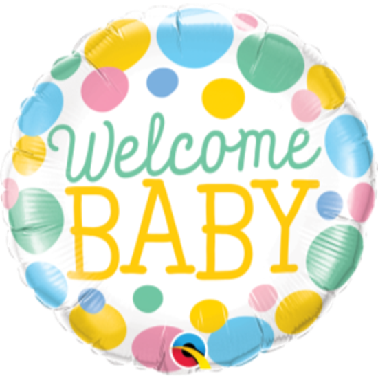 Picture of 18"  FOIL - WELCOME BABY PASTEL POLKA DOT