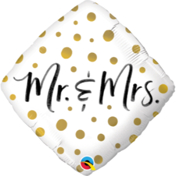 Image de 18" FOIL - MR & MRS GOLD DOTS DIAMOND SHAPE