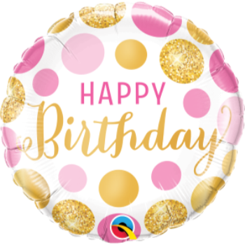 Picture of 18" FOIL - BIRTHDAY PINK & GOLD DOTS