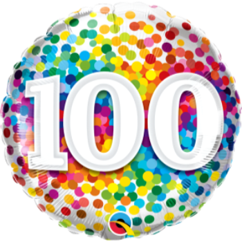 Picture of 100th - 18" FOIL BALLOON - RAINBOW CONFETTI