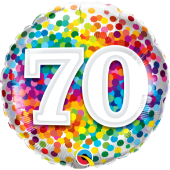 Picture of 70th - 18" FOIL BALLOON - RAINBOW CONFETTI