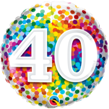 Picture of 40TH - 18" FOIL BALLOON - RAINBOW CONFETTI