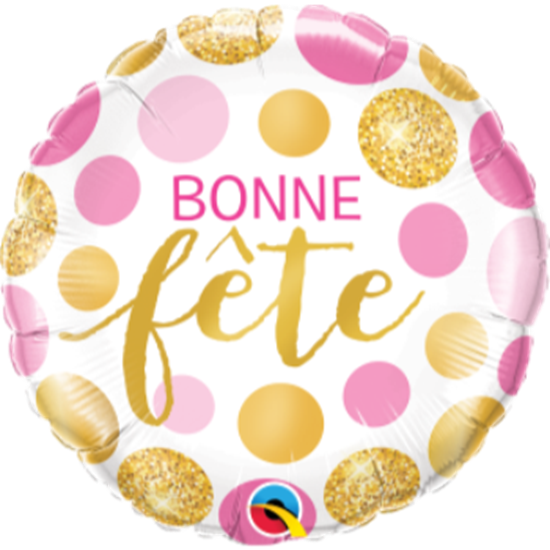 Image sur 18" FOIL - BONNE FÊTE POIS ROSE ET OR