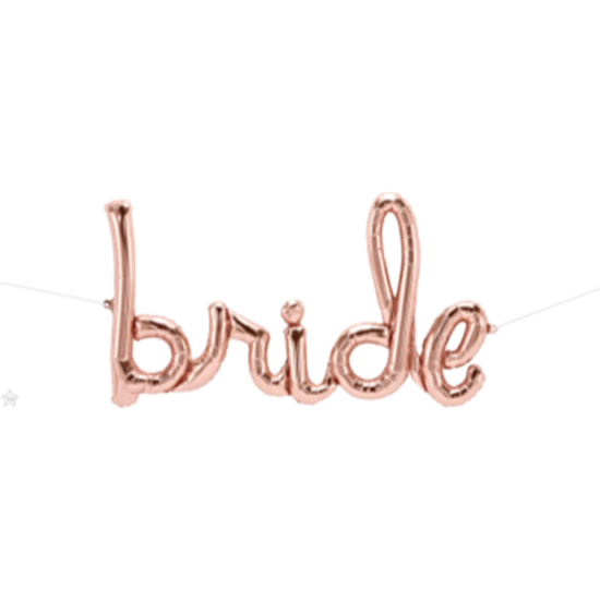 Image sur 46"  MYLAR BALLOON BANNER SCRIPT - BRIDE - ROSE GOLD