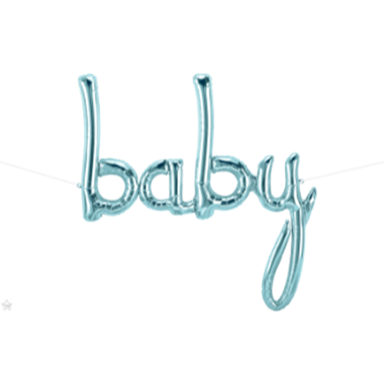 Picture of 46" MYLAR BALLOON BANNER - SCRIPT BABY PASTEL BLUE