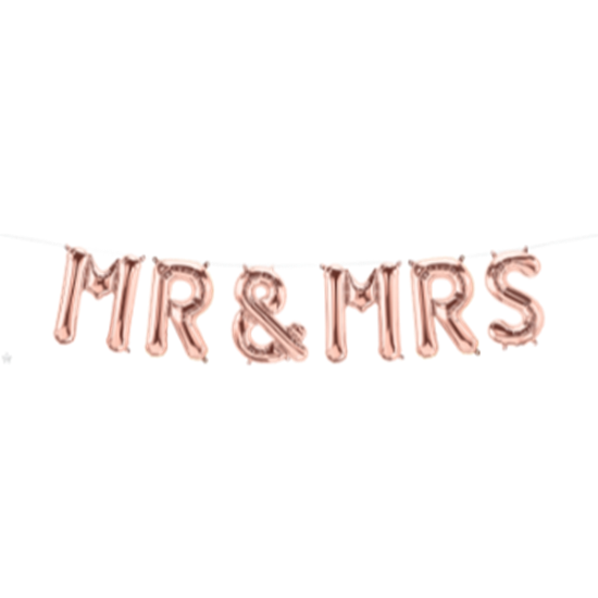Image sur FOIL BALLOON BANNERS - MR & MRS ROSE GOLD - AIR FILLED