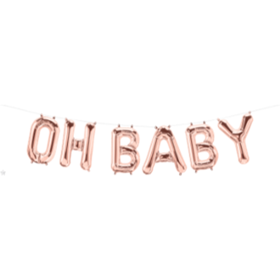 Image sur FOIL BLLOON BANNERS - OH BABY ROSE GOLD 16" - AIR FILLED