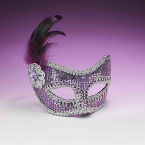 Picture of SEQUIN MASKS WITH FEATHER - PURPLE