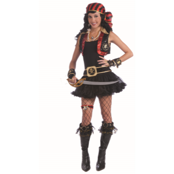 Image de PIRATE BUCCANEER BEAUTY HEAD SCARF - (RED/BLK)