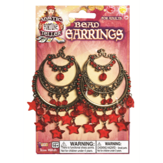 Image sur FORTUNE TELLER - CHANDELIER EARRINGS WITH RED STARS