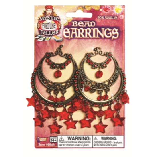 PartyMart. FORTUNE TELLER CHANDELIER EARRINGS WITH RED STARS