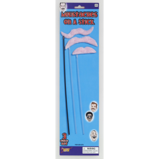 Picture of PINK MOUSTACHE ON STICK - 3PC