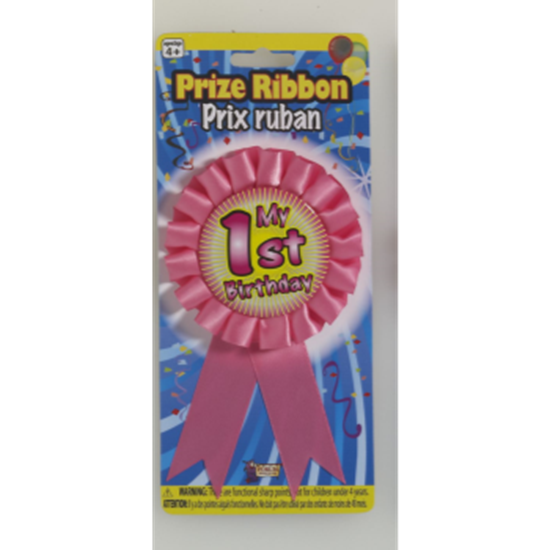 Image sur WEARABLES - RIBBON PIN - MY FIRST BIRTHDAY PINK