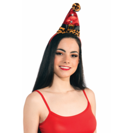Picture of WEARABLES - HAT MINI SANTA HAT WITH LEOPARD TRIM HEADBAND