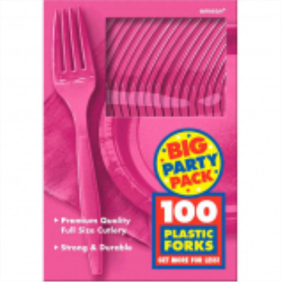Picture of BRIGHT PINK FORKS - BIG PARTY PACK