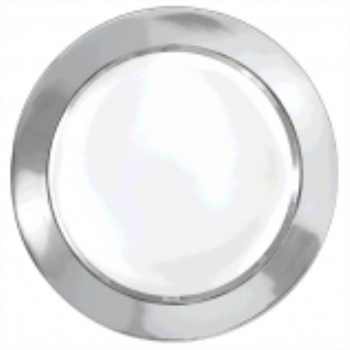 Image de WHITE PREMIUM 10" PLASTIC PLATE WITH SILVER WIDE BORDER